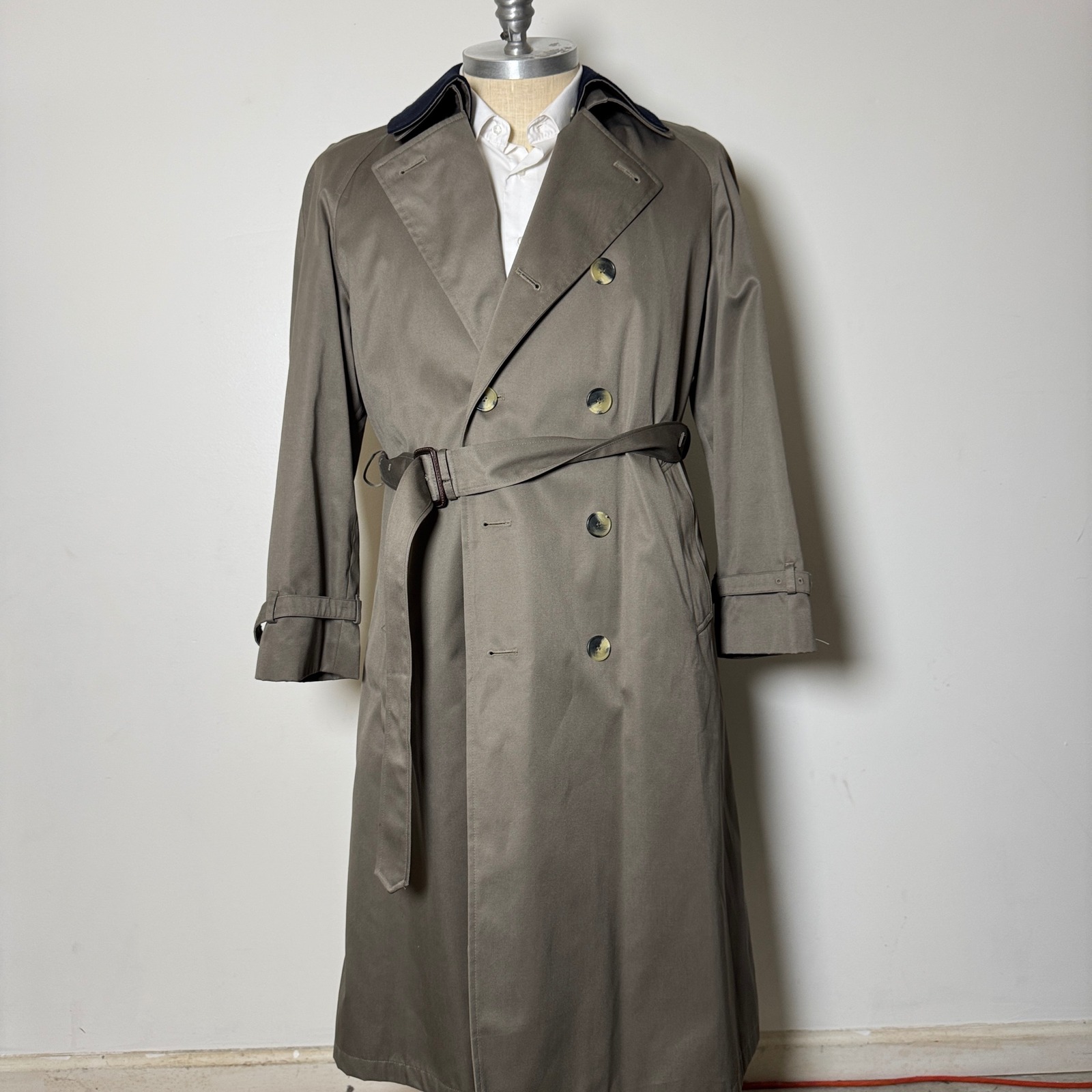 Lnwot Jos A Bank Mens 42r Tan Double Breasted Trench Coat Belted Classic